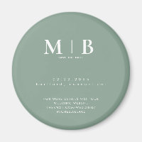 Simple Light Sage Monogram Wedding Save the Date