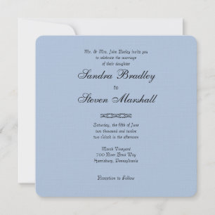 Simple Light Steel Blue Wedding Invitations
