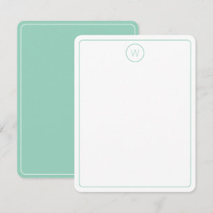 Simple Light Teal and White Monogram Card