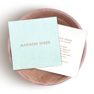Simple, Light Turquoise Blue, Stylish Minimalist Square Business Card