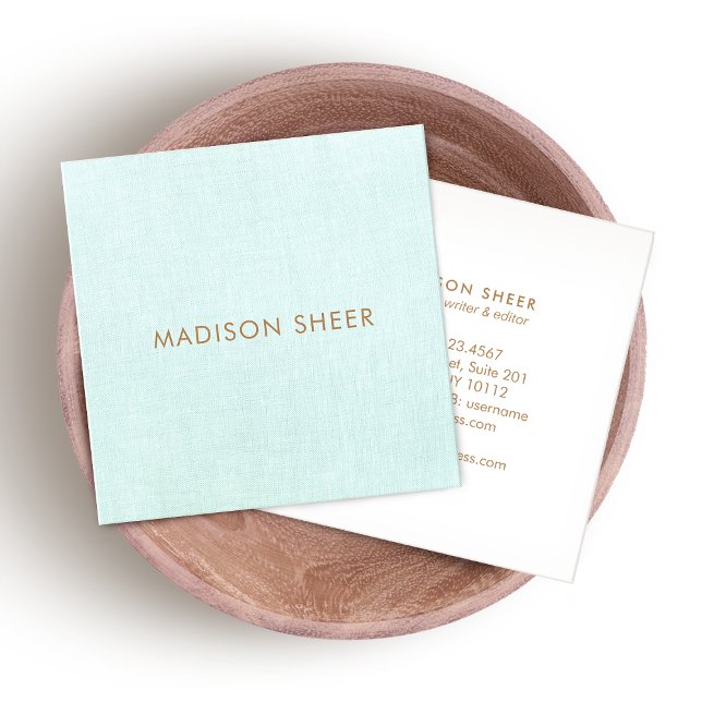 Simple, Light Turquoise Blue, Stylish Minimalist Square Business Card (Creator Uploaded)