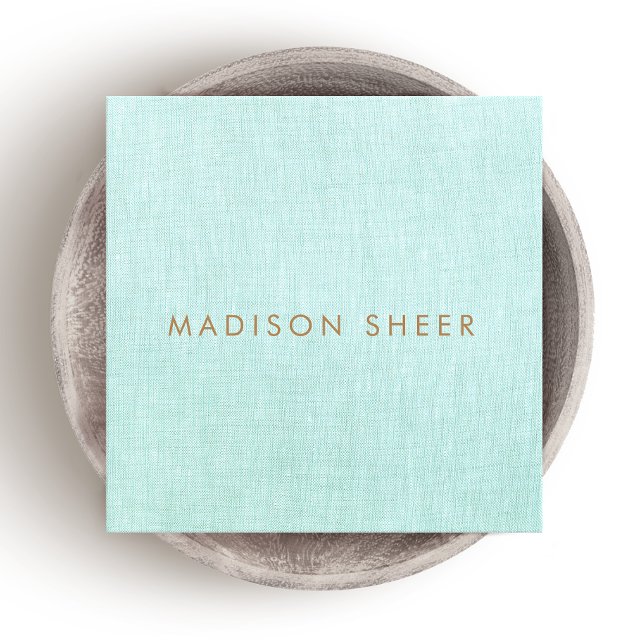 Simple, Light Turquoise Blue, Stylish Minimalist Square Business Card (Creator Uploaded)