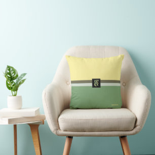 Simple Light Yellow and Asparagus Green Two Tone Cushion