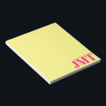 Simple Light Yellow and Bright Pink Name Monogram Notepad<br><div class="desc">These light yellow notepads have bright pink text. You can edit it to show your name in a small font and your monogram in a large font. The text is near the bottom right corner.</div>
