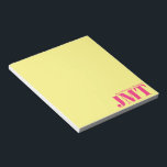 Simple Light Yellow and Bright Pink Name Monogram Notepad<br><div class="desc">These light yellow notepads have bright pink text. You can edit it to show your name in a small font and your monogram in a large font. The text is near the bottom right corner.</div>