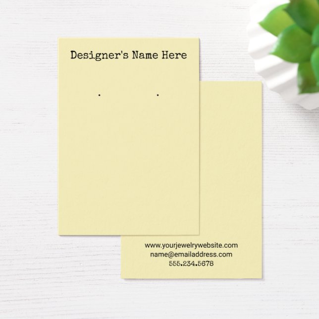 Simple Light Yellow Earring Holder Display Card (Desk)