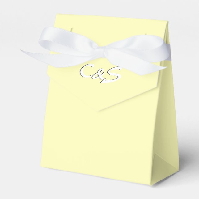 Simple Light Yellow Monogrammed Favour Boxes (Front Side)