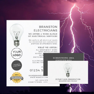 Simple Lightbulb, Electrician Business Card