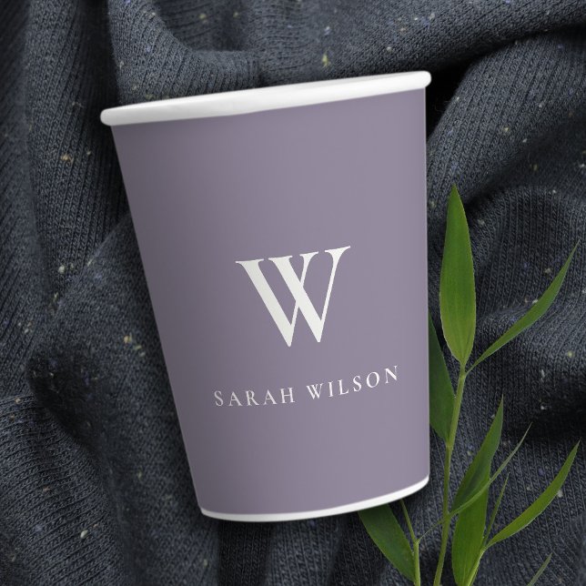 Simple Lilac Custom Promotional Business Monogram  Paper Cups (Creator Uploaded)