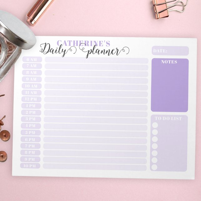 Simple Lilac Daily Hourly Planner From 6AM - 10 PM Notepad (Creator Uploaded)