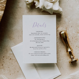 Simple Lilac Elegant Wedding Enclosure Card