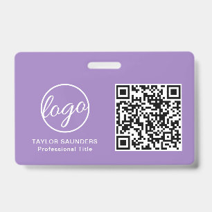 Simple Lilac QR Code Employee ID Badge