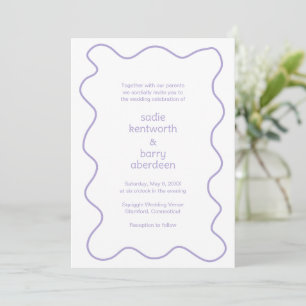 Simple Lilac Squiggle Frame Modern Wedding Invitation