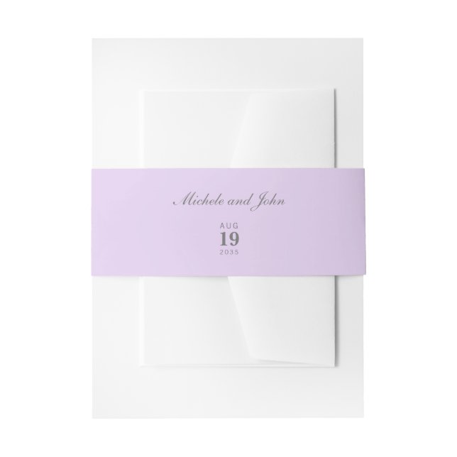 Simple Lilac Wedding Belly Bands Invitation Belly Band (Front Example)