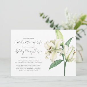 Simple Lily Celebration of Life Funeral Invitation