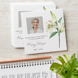 Simple Lily Photo Funeral Seed Envelope