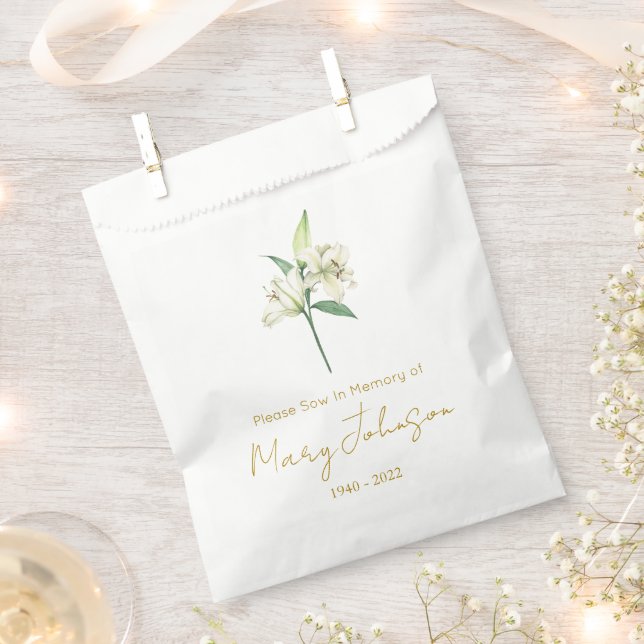 Simple Lily Seed packet Funeral  Favour Bags (Clipped)