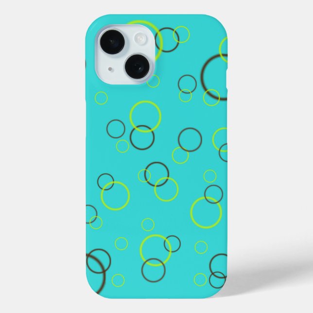 Simple lime and brown circles on turquoise Pattern Case-Mate iPhone Case (Back)