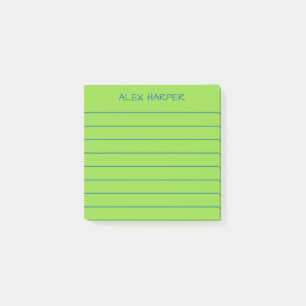 Simple Lime & Blue Add Name Lined Post-it Notes