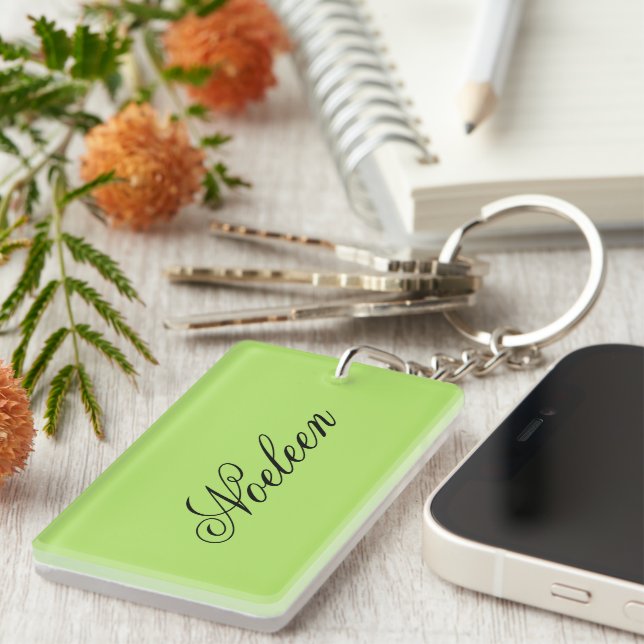 Simple lime colour custom name key ring (Front Right)