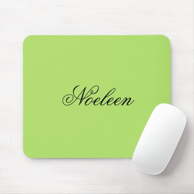 Simple lime colour custom name mouse mat (With Mouse)