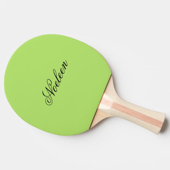 Simple lime colour custom name ping pong paddle (Side)
