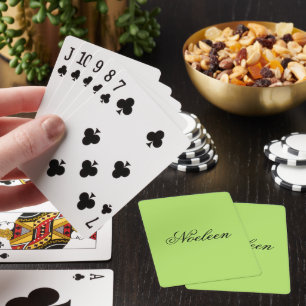 Simple lime colour custom name playing cards