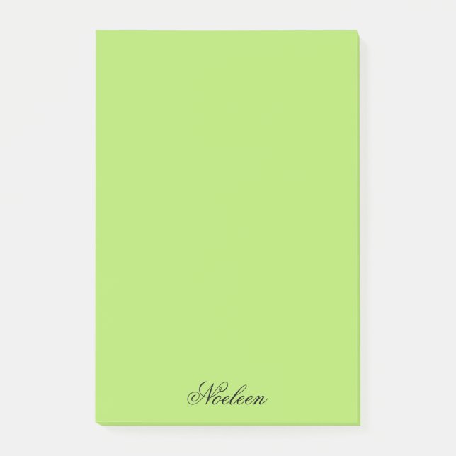 Simple lime colour custom name post-it notes (Front)
