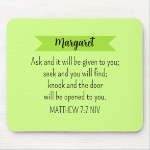 Simple Lime Green Ask God Bible Verse Christian Mouse Mat