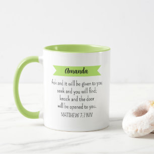 Simple Lime Green Ask God Bible Verse Christian Mug