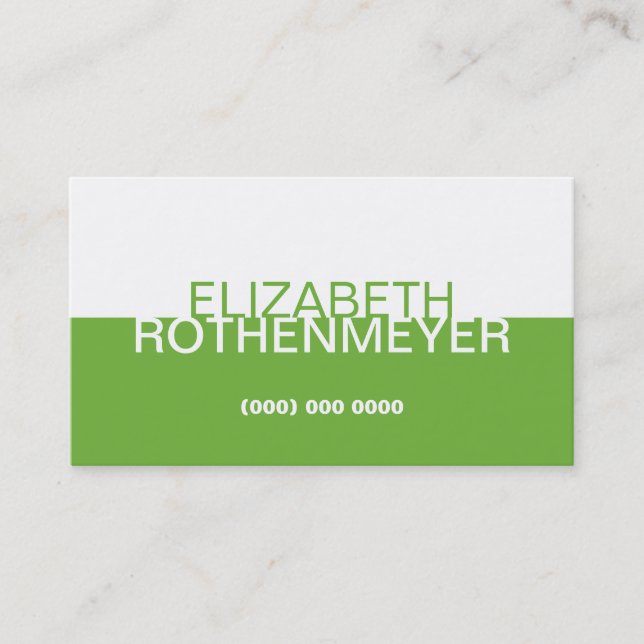 Simple Lime Green Panel Business Card (Front)
