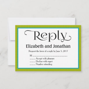 Simple Lime Green Stripe Wedding Reply Card