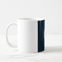 Simple Line Art Moon Phase Mug - Deep Navy And Sil