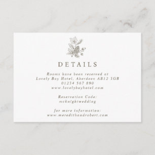 Simple Line Drawn Acorn & Pinecone Fall Wedding Enclosure Card