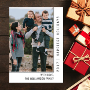 Simple Line Holiday Photo Card Black
