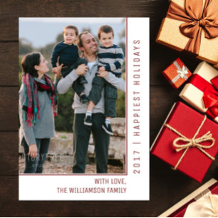 Simple Line Holiday Photo Card Burgundy