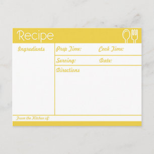 Simple Line-less Yellow Recipe Postcard
