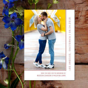 Simple Line Photo Save the Date   Burgundy