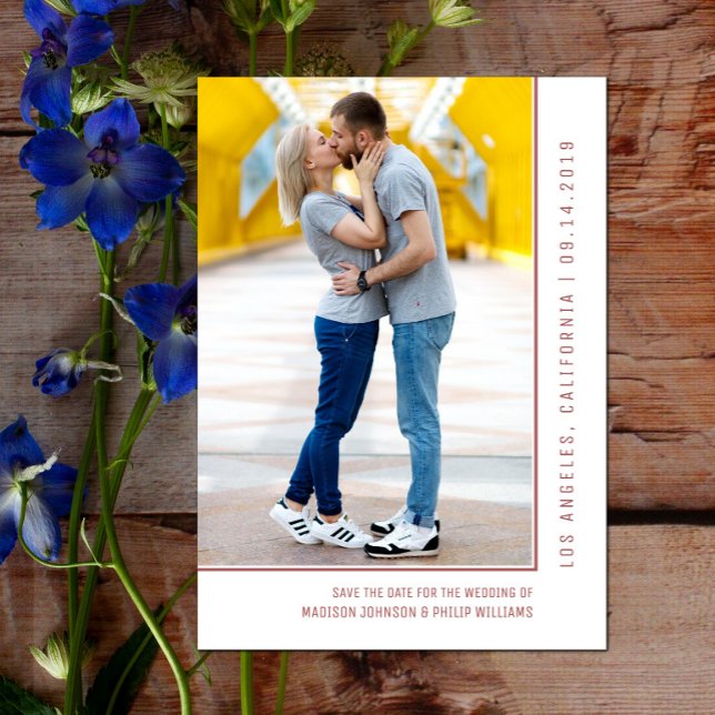 Simple Line Photo Save the Date | Burgundy (Simple Line Photo Save the Date - Burgundy)