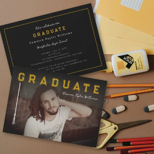 Simple Line Tassel Graduate Photo Graduation Party Invitation