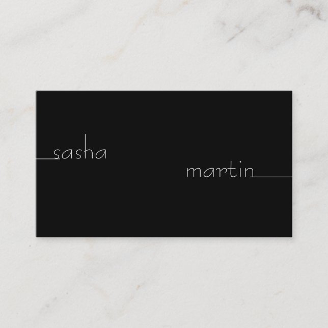Simple Line to Text variation (black) Business Card (Front)