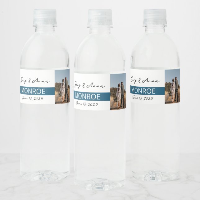 Simple Line Wedding Water Bottle Wrapper Water Bot Water Bottle Label (Bottles)
