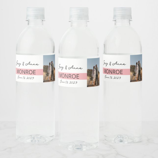 Simple Line Wedding Water Bottle Wrapper Water Bot Water Bottle Label (Bottles)