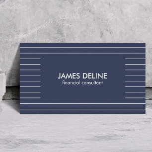 Simple Lined Blue Financial Consultant Business Card