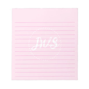 Simple Lined Custom Monogram Pink Notepad
