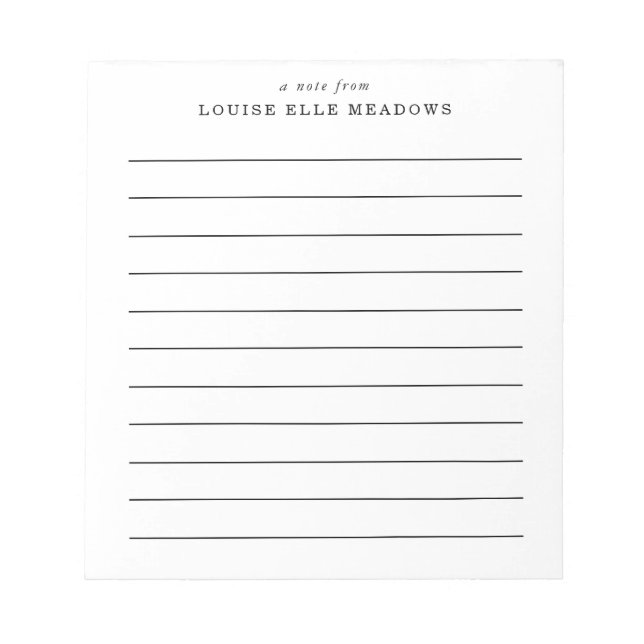 Simple Lined Custom Name Notepad (Front)