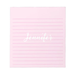 Simple Lined Custom Name Pink Notepad