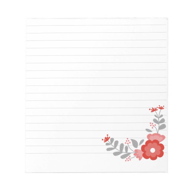 Simple lined floral notepad (Front)