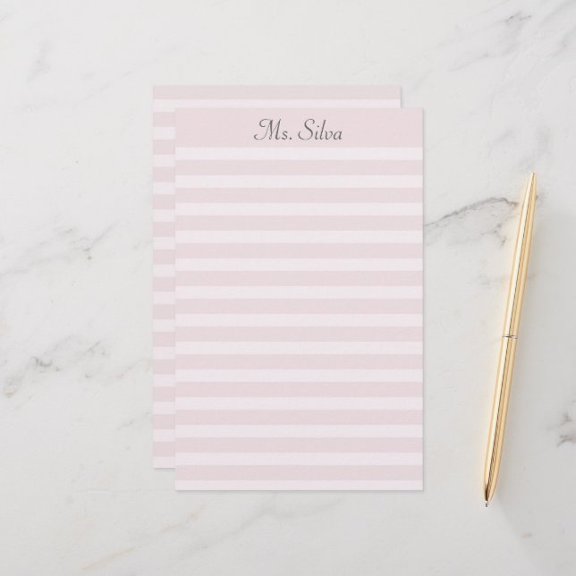 Simple Lined Personalised Stationery : Dusty Rose (Front/Back In Situ)