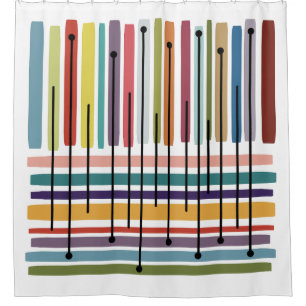 Simple Lines Abstract Art Colourful Shower Curtain